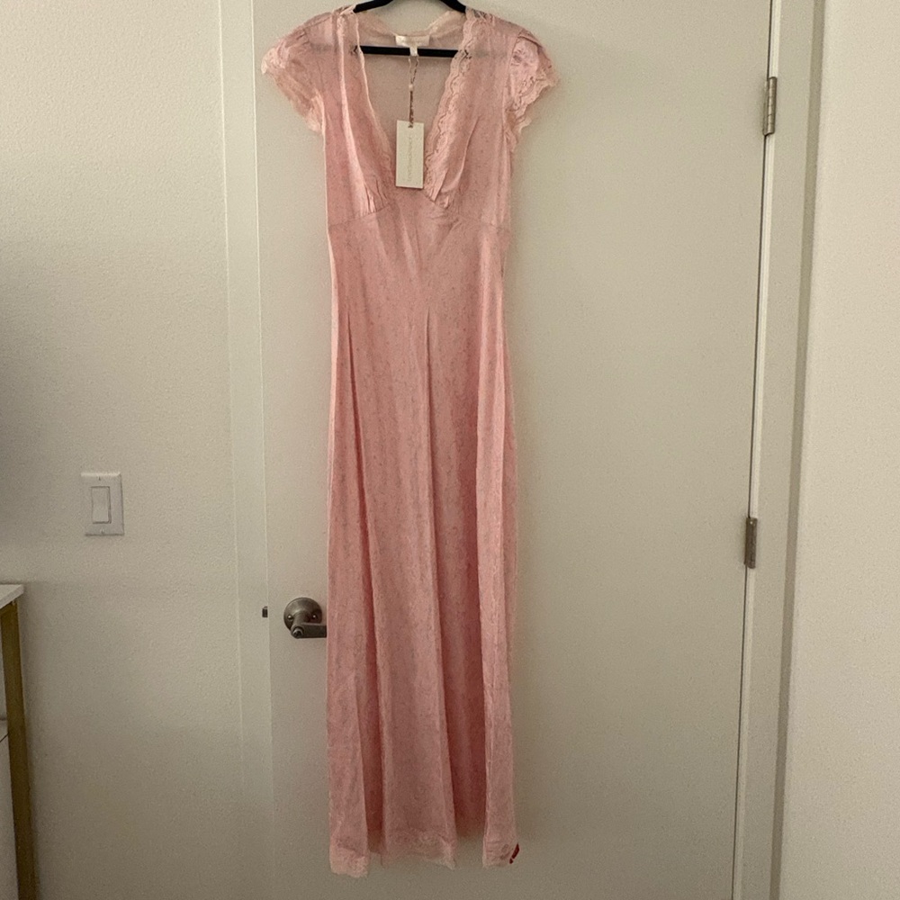 LoveShackFancy pink floral maxi dress
